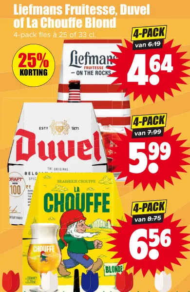 Aanbieding: Liefmans Fruitesse, Duvel of La Chouffe Blond