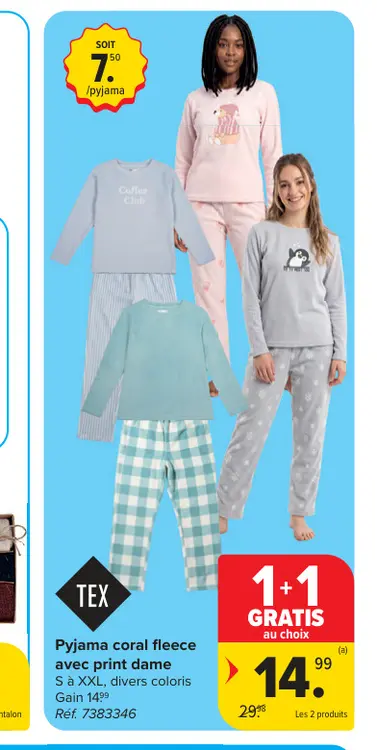 Offre: Pyjama coral fleece avec print dame