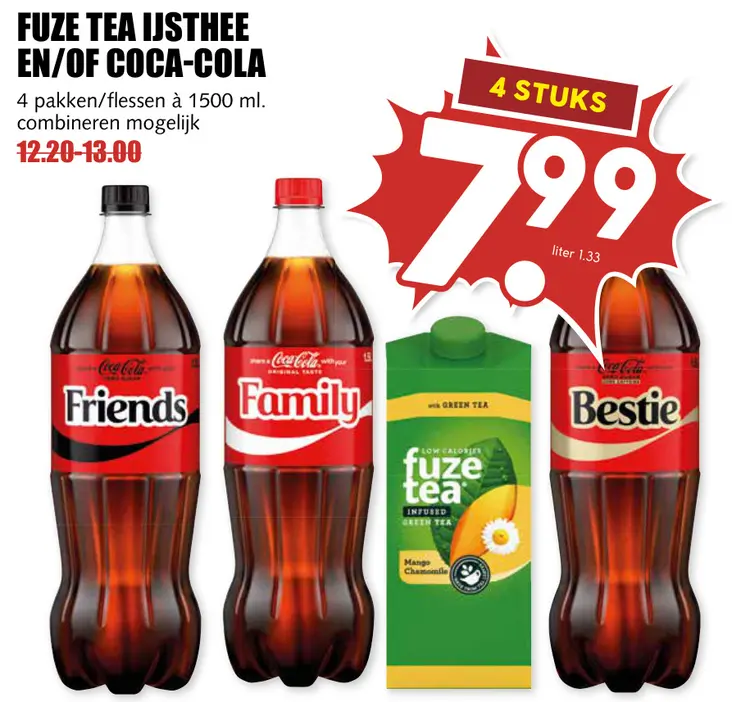 Aanbieding: Fuze tea ijsthee en/of Coca-Cola