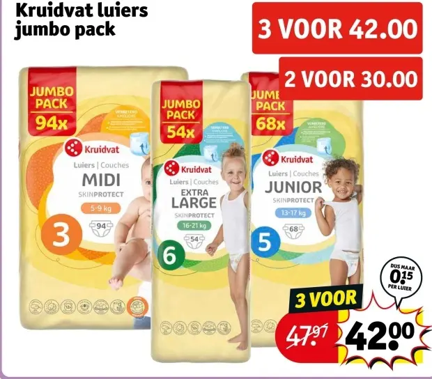 Aanbieding: Kruidvat luiers jumbo pack