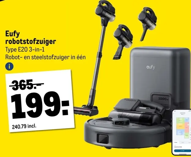 Aanbieding: robotstofzuiger Type E20 3-in-1