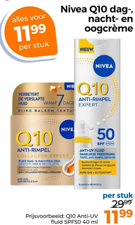 Aanbieding: Nivea Q10 dag-, nacht- en oogcrème