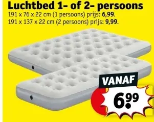 Promotie: Luchtbed 1- of 2- persoons