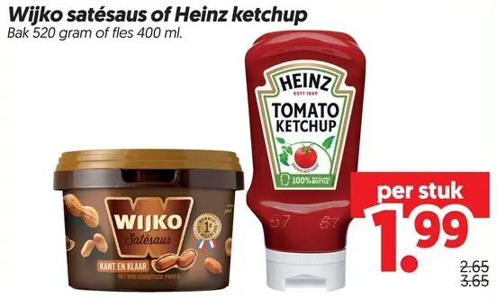 Aanbieding: Wijko satésaus of Heinz ketchup