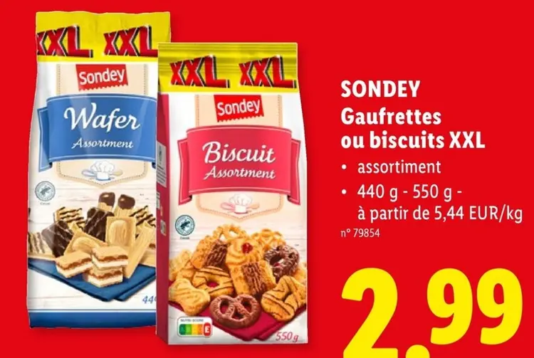 Offre: Gaufrettes ou biscuits XXL