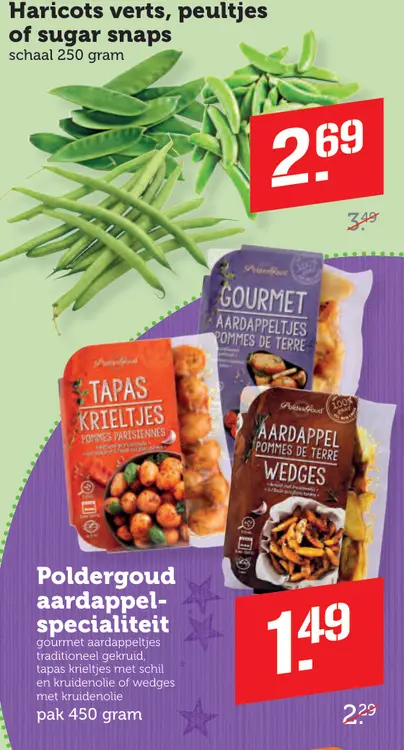 Aanbieding: Haricots verts, peultjes of sugar snaps