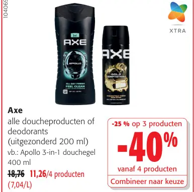 Promotie: Axe alle doucheproducten of deodorants