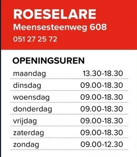 Promotie: Openingsuren Roeselare