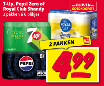 Aanbieding: 7-Up, Pepsi Zero of Royal Club Shandy