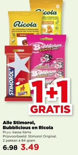Aanbieding: Alle Stimorol, Bubblicious en Ricola