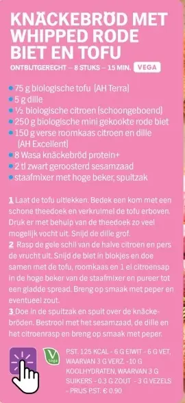 Aanbieding: Knäckebröd met whipped rode biet en tofu