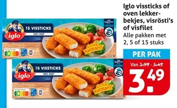 Aanbieding: Iglo vissticks of oven lekker-bekjes, visrösti's of visfilet