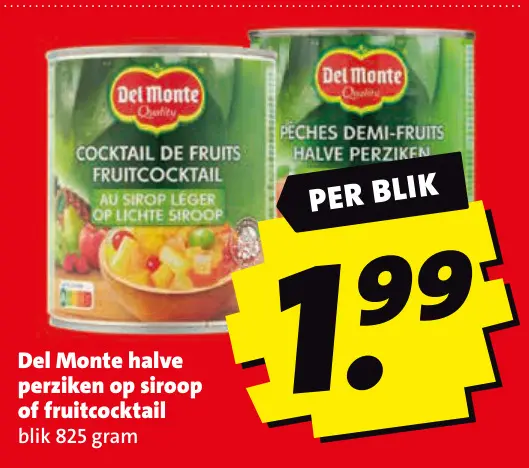 Aanbieding: Halve perziken op siroop of fruitcocktail