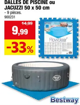 Offre: Bestway tapis de sol piscine en dalles 50x50 cm bleu 9 dalles