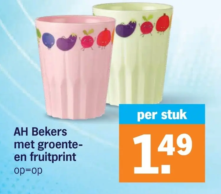Aanbieding: Bekers met groente- en fruitprint