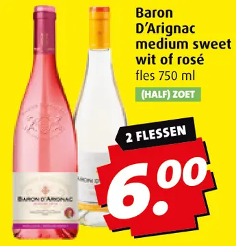 Aanbieding: Baron D'Arignac medium sweet wit of rosé