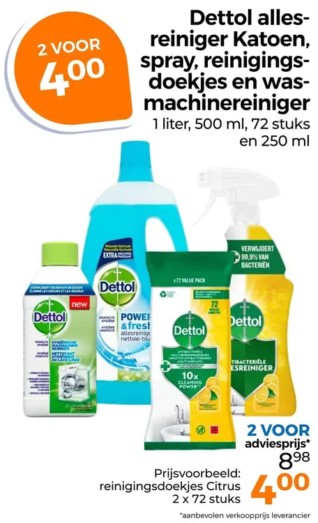 Aanbieding: Allesreiniger Katoen, spray, reinigingsdoekjes en wasmachinereiniger