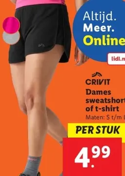 Aanbieding: CRIVIT Dames sweatshort of t-shirt
