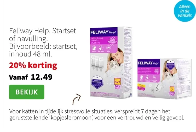 Aanbieding: Feliway Help. Startset of navulling.