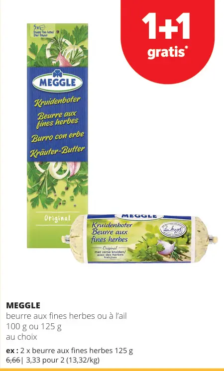 Offre: Beurre aux fines herbes ou à l'ail