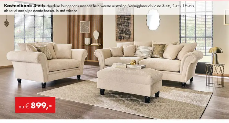 Aanbieding: Kasteelbank 3-zits naturel