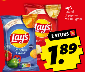 Aanbieding: Lay's naturel of paprika