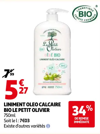 Offre: Liniment oleo calcaire bio Le Petit Olivier