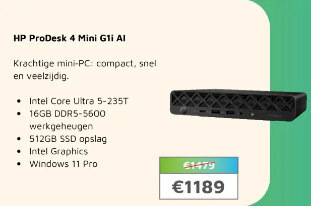 Aanbieding: HP ProDesk 4 Mini G1i AI