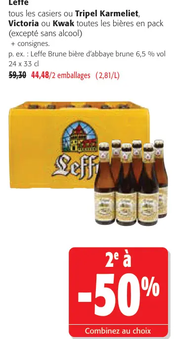 Offre: Leffe Brune bière d'abbaye brune 6,5% vol