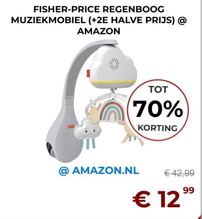 Aanbieding: FISHER-PRICE REGENBOOG MUZIEKMOBIEL (+2E HALVE PRIJS) @ AMAZON