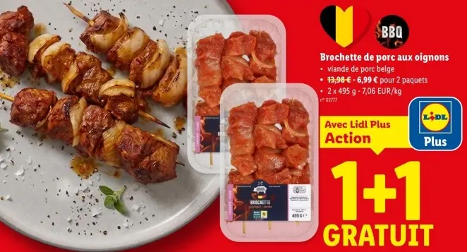 Offre: Brochette de porc aux oignons