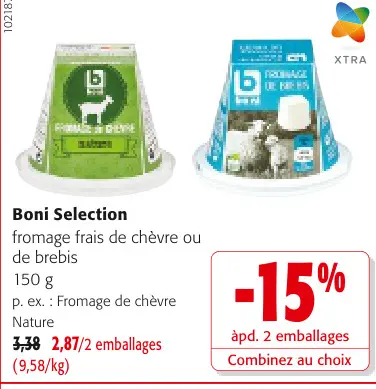 Offre: Boni Selection fromage frais de chèvre ou de brebis