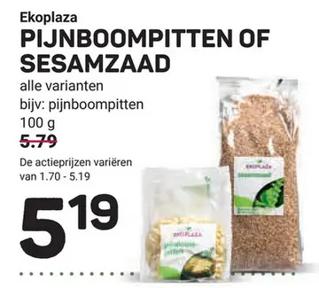 Aanbieding: Pijnboompitten of sesamzaad