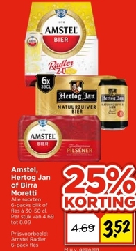 Aanbieding: Amstel, Hertog Jan of Birra Moretti