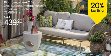 Aanbieding: Loungebank Fermo 2,5 zits - antraciet - 75x180x81 cm