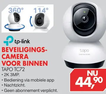 Aanbieding: Beveiligingscamera voor binnen Tapo TC72