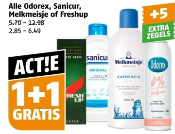 Aanbieding: Odorex, Sanicur, Melkmeisje of Freshup