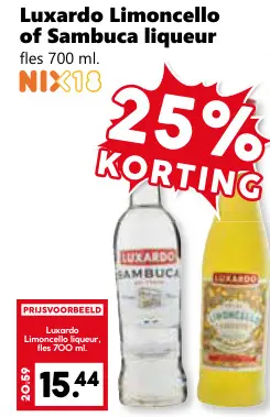 Aanbieding: Limoncello of Sambuca liqueur