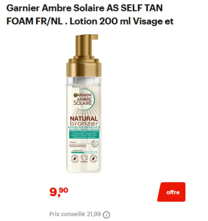 Offre: As self tan foam