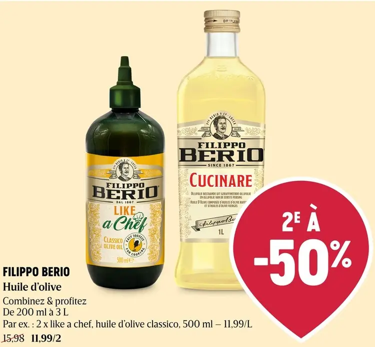 Offre: Filippo Berio Huile d'olive