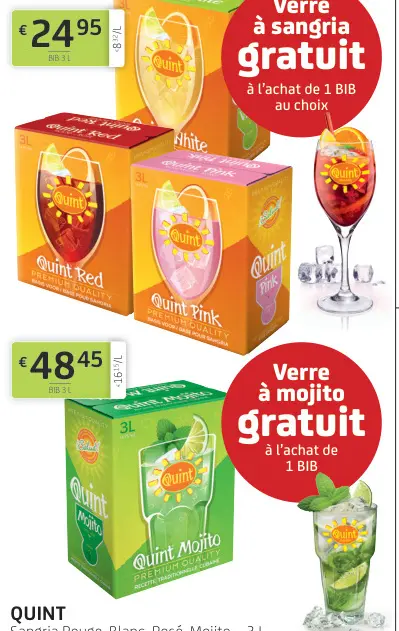 Offre: Sangria Rouge, Blanc, Rosé, Mojito