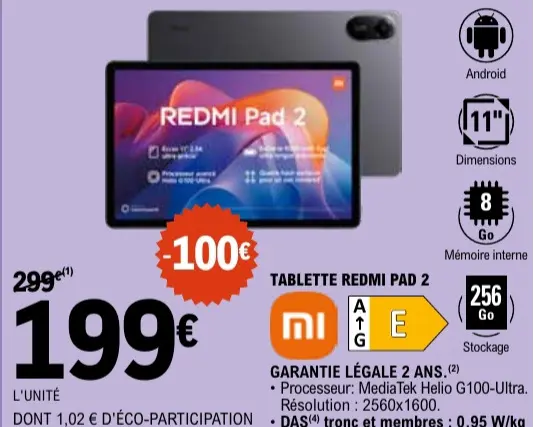 Offre: Tablette redmi pad 2