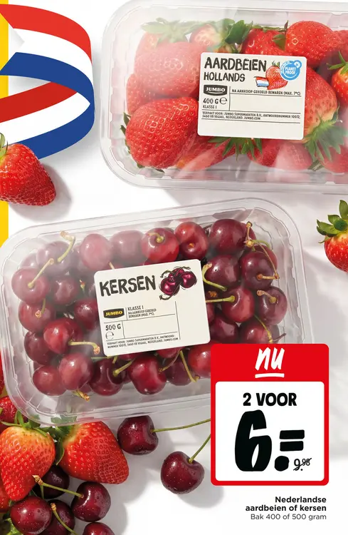 Aanbieding: Nederlandse aardbeien of kersen