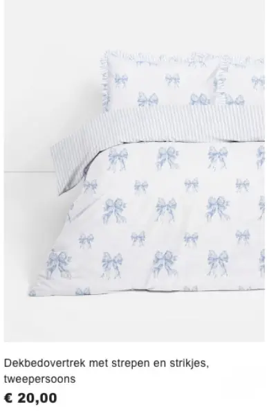 Promotie: Dekbedovertrek met strepen en strikjes