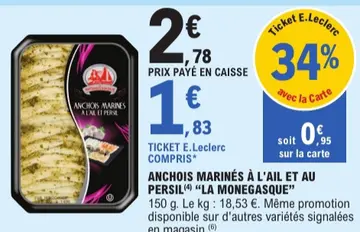 Offre: Anchois marinés à l'ail et au persil "LA MONE