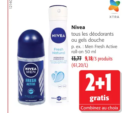 Offre: Tous les déodorants ou gels douche