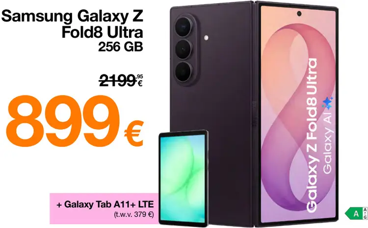 Promotie: Galaxy Z Fold8 Ultra 256 GB + Galaxy Tab A11+ LTE