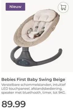 Aanbieding: Bebies First Baby Swing Beige