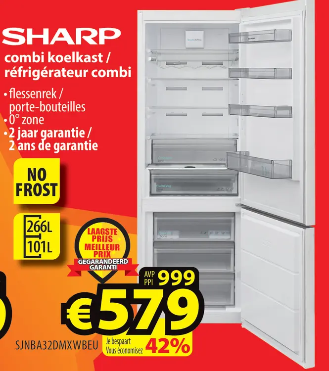 Promotie: SHARP combi koelkast / réfrigérateur combi