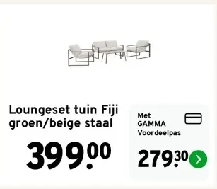 Aanbieding: Loungeset tuin Fiji groen/beige staal